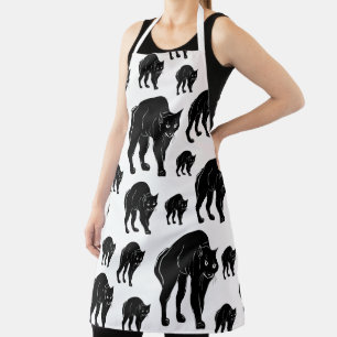 Tablier Dessin en silhouette de chat noir à rallonge d'Hal