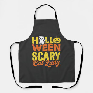Tablier Dessin Halloween Dame Chat Effrayant_1