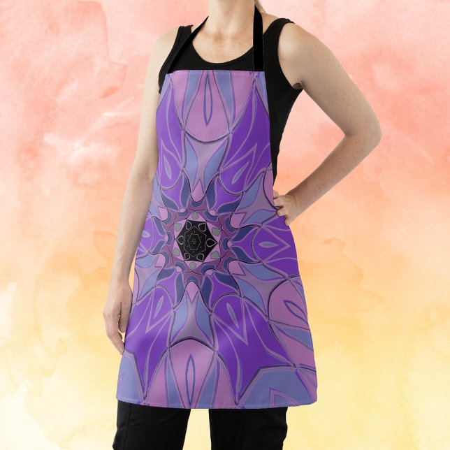 Tablier Dessin Mandala Flower violet rose et bleu (Créateur téléchargé)