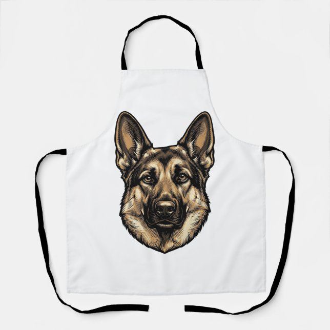 Tablier Dessin vectoriel de chien de berger à gravure vint (Recto)