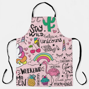 Tablier Dessins mignons sur motif extensible rose
