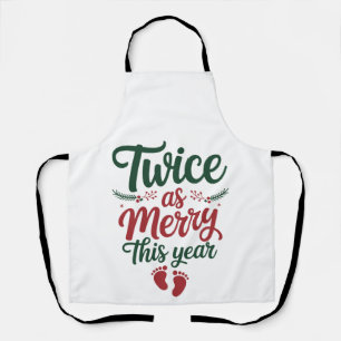 Tablier Deux fois plus joyeux cette année Noël Jumeaux Gro