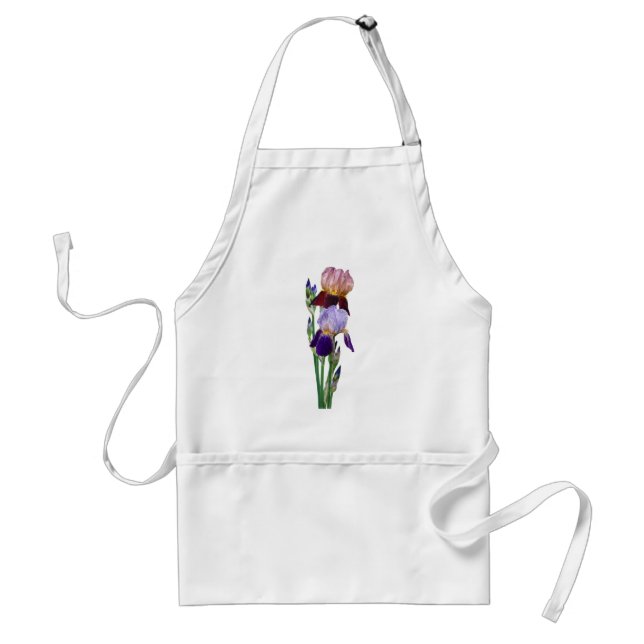 Tablier Deux iris barbus Un marron Un violet (Devant)