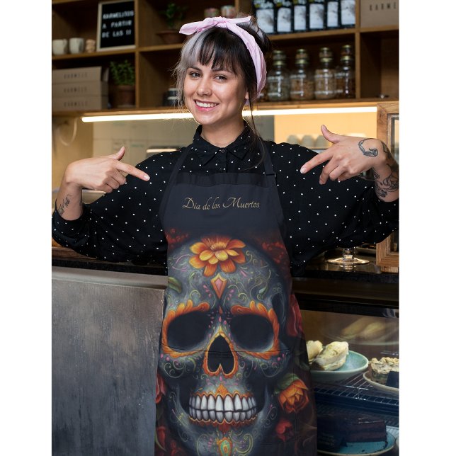 Tablier Dia de los Muertos peint crâne personnalisable (Créateur téléchargé)