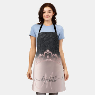 Tablier Diadème en or rose avec ombre à paillettes noires
