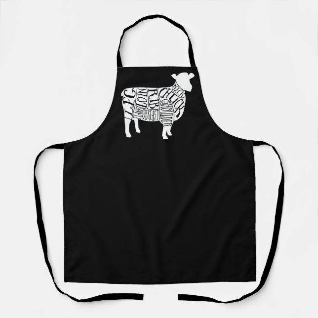 Tablier Diagramme de boucher découpes de viande horloge ag (Recto)