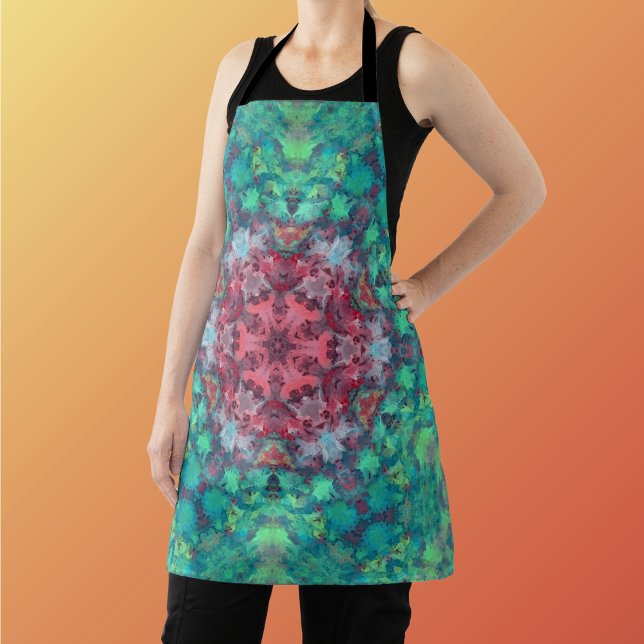 Tablier Digital Mandala rouge vert et bleu (Créateur téléchargé)