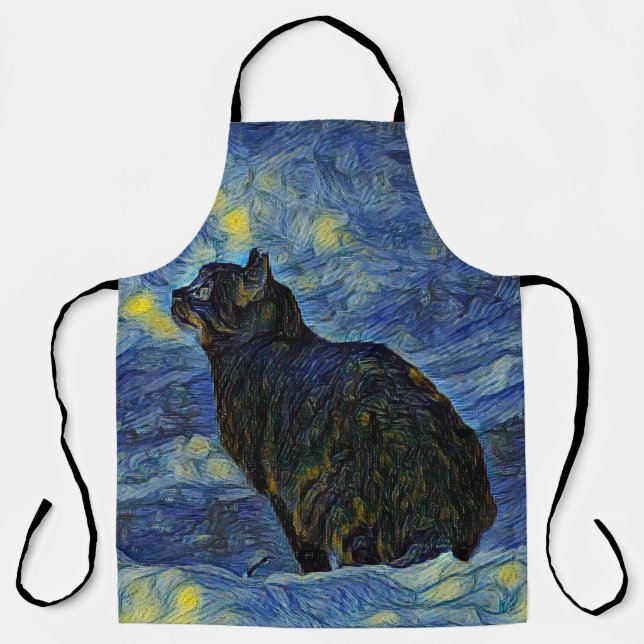 Tablier Digital painting Shambhala cat in Vincent Van Gogh (Recto)