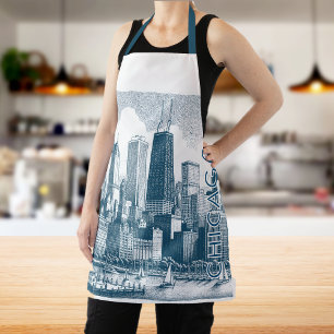 Tablier d'impression tout-en-haut bleu Chicago