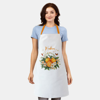 Tablier d'impression tout-en-un en fleurs orange p