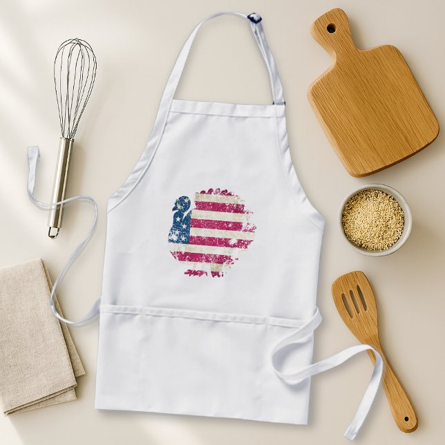 Tablier Dinde de Thanksgiving avec drapeau américain (Créateur téléchargé)