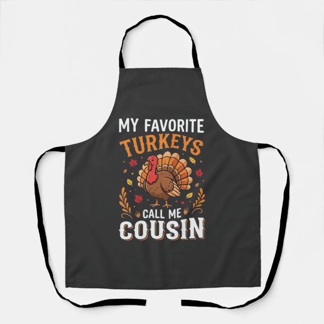 Tablier Dinde de Thanksgiving Famille Cousine (Recto)