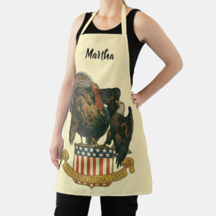 Tablier Dinde de Thanksgiving vintage, aigle, drapeau amér