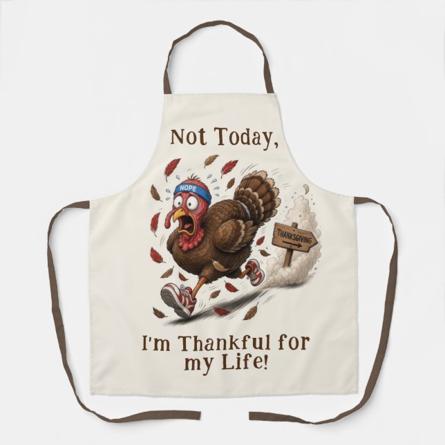 Tablier Dinde drôle en fuite pour Thanksgiving (Recto)