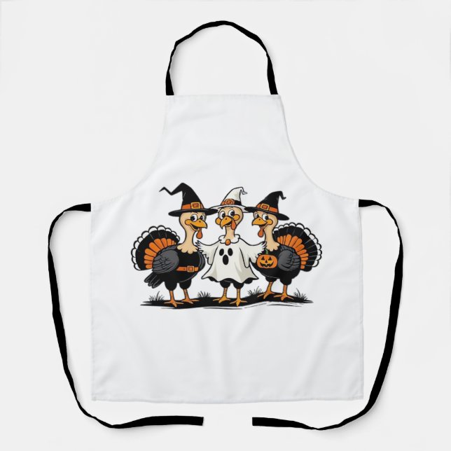 Tablier Dinde Halloween Boo, Dinde de Thanksgiving, Épouva (Recto)