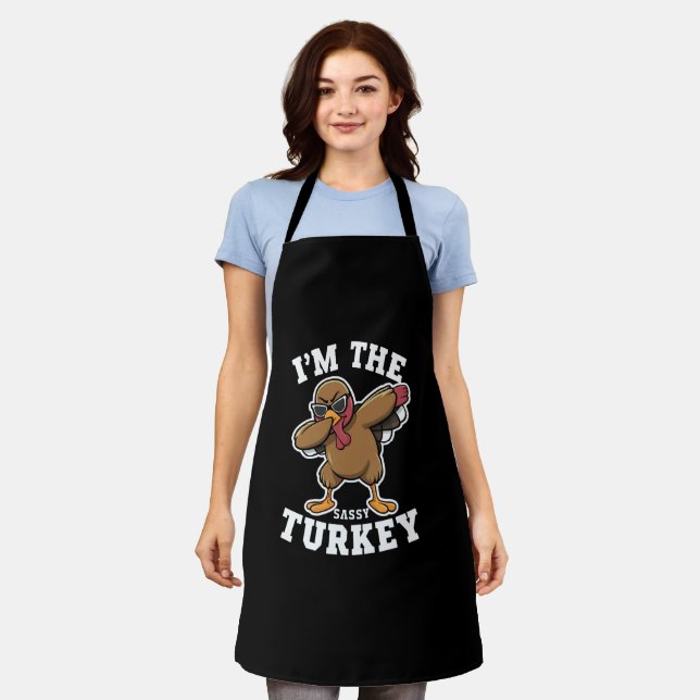 Tablier Dinde impertinente assortie à la fête de Thanksgiv (Porté)