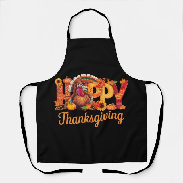 Tablier Dindes de Thanksgiving heureux automne (Recto)