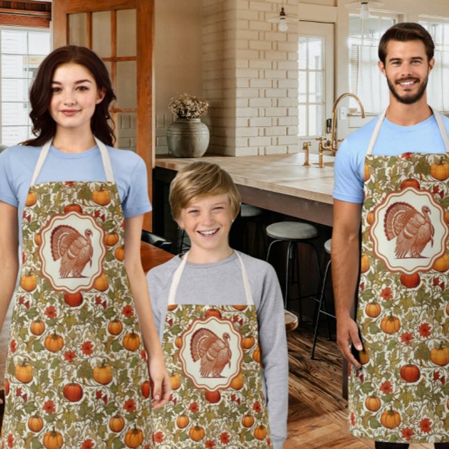Tablier Dindon sauvage de William Morris citrouilles  (This Thanks giving, make it a family affair!)