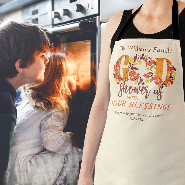 Tablier Dîner de Thanksgiving religieux Citation de la Bib (Religious Thanksgiving Dinner Faith Bible Quote Apron)
