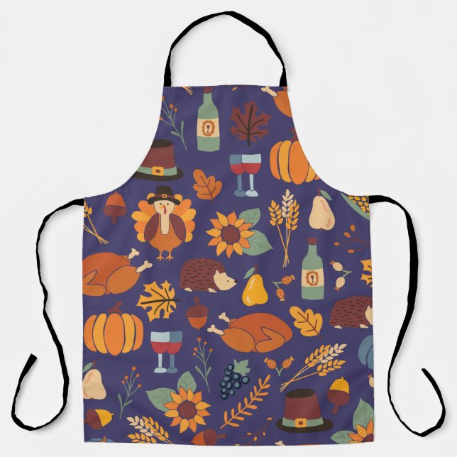 Tablier Dîner Thanksgiving sans couture motif vintage avec (Recto)