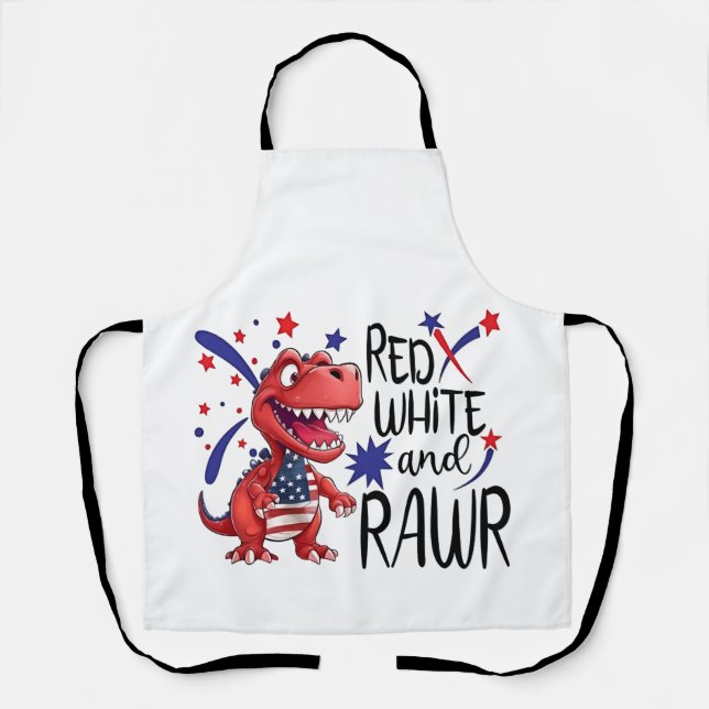 Tablier Dinosaure blanc rouge occidental (Recto)