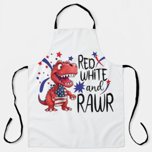 Tablier Dinosaure blanc rouge occidental