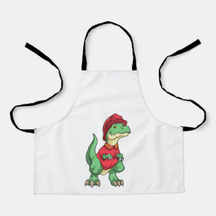 Tablier Dinosaure comme pompier avec casque d'incendie