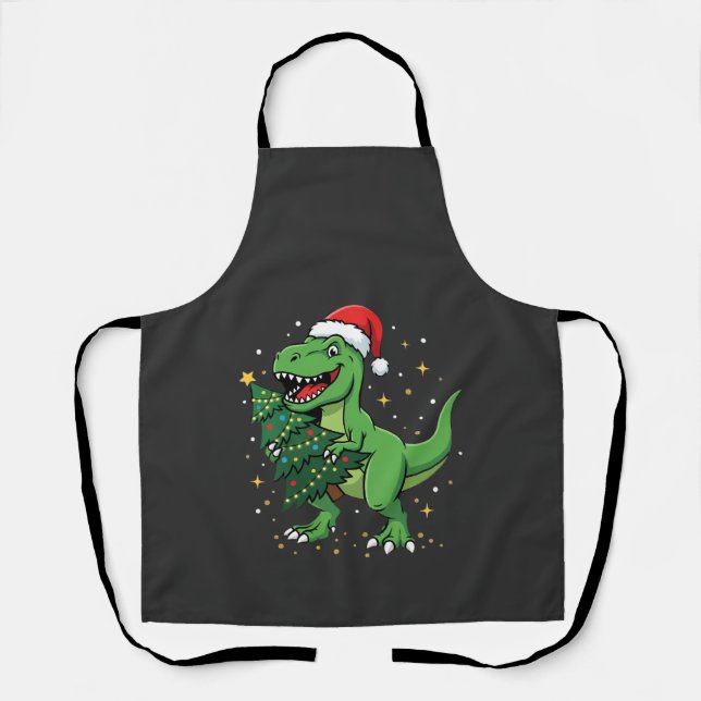 Tablier Dinosaure de Noël Santa T Rex (Recto)