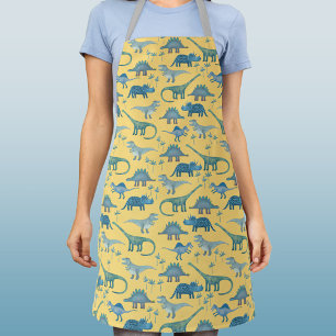 Tablier Dinosaures bleus sur l'aire Motif jaune