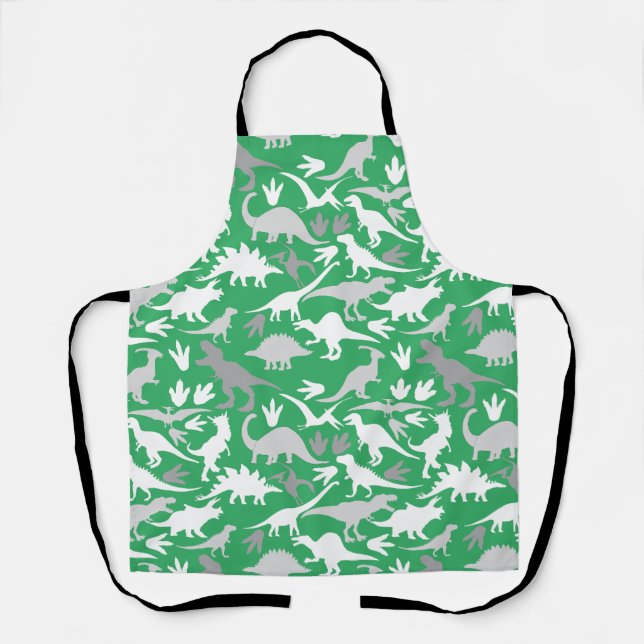 Tablier Dinosaures motif 01A Green BG (Recto)