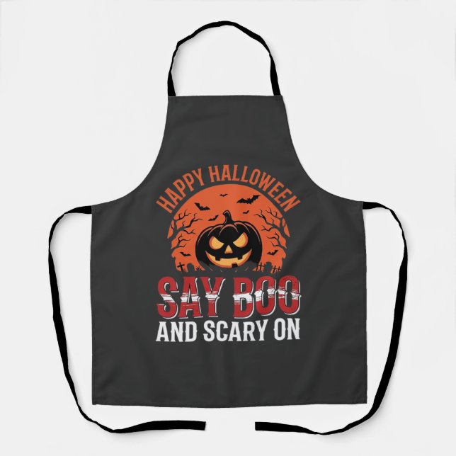 Tablier Disons Boo Citrouille de Halloween Design_1 (Recto)