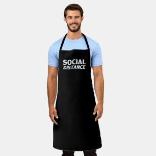 Tablier Distance sociale, noir blanc