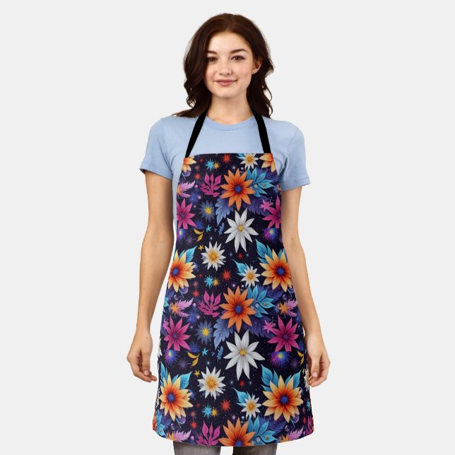Tablier Diverses Fleurs en Nuances Motif-24192 (Porté)