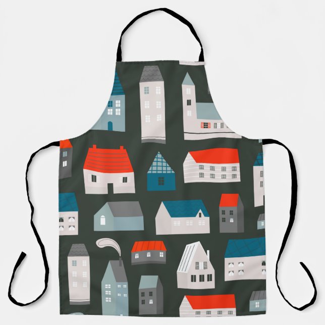Tablier Diverses petites maisons minuscules. Style coupé e (Recto)