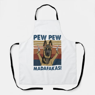 TABLIER DOG PEW PEW MADAFAKAS VINTAGE RETRO