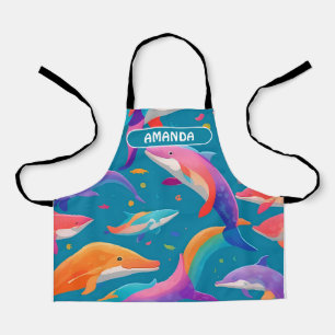 Tablier Dolphin Arc-en-ciel coloré Motif personnalisé