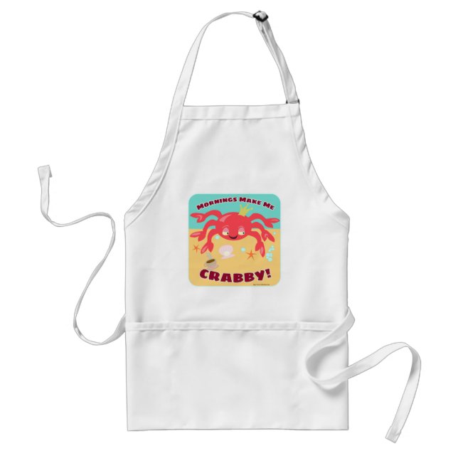 Tablier Donc Crabby Mornings mignon Crab Caricature Slogan (Devant)