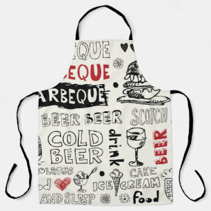 Tablier doodle barbecue fou