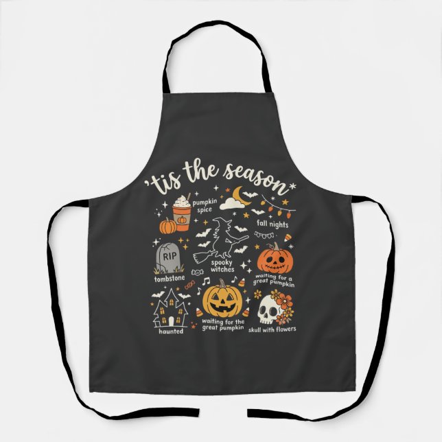 Tablier Doodle de Halloween C'est la saison design sorcièr (Recto)