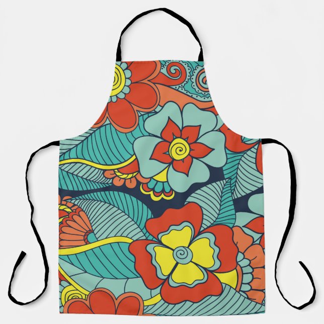 Tablier Doodle fleur abstraite. Illustration florale, moti (Recto)