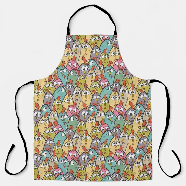 Tablier Doodle mignon poulets de dessin (Recto)