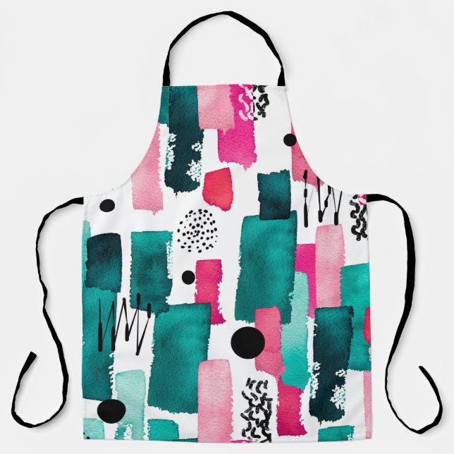 Tablier Doodle Motif sans couture de l'aquarelle rose et G (Recto)