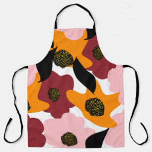 Tablier Doodles Abstraits colorés fleurs et dos feuille
