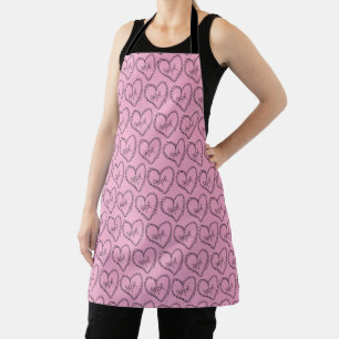 Tablier Doodles Black Hearts Saint-Valentin
