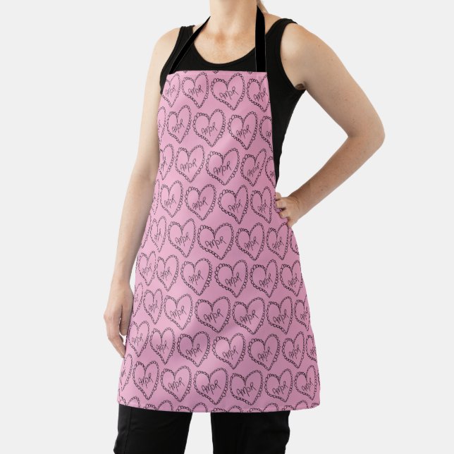 Tablier Doodles Black Hearts Saint-Valentin (Insitu)