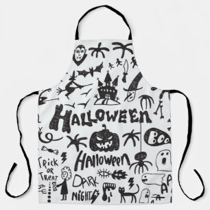Tablier Doodles de monstre d'Halloween amusant