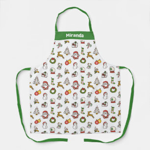 Tablier Doodles de Noël verts