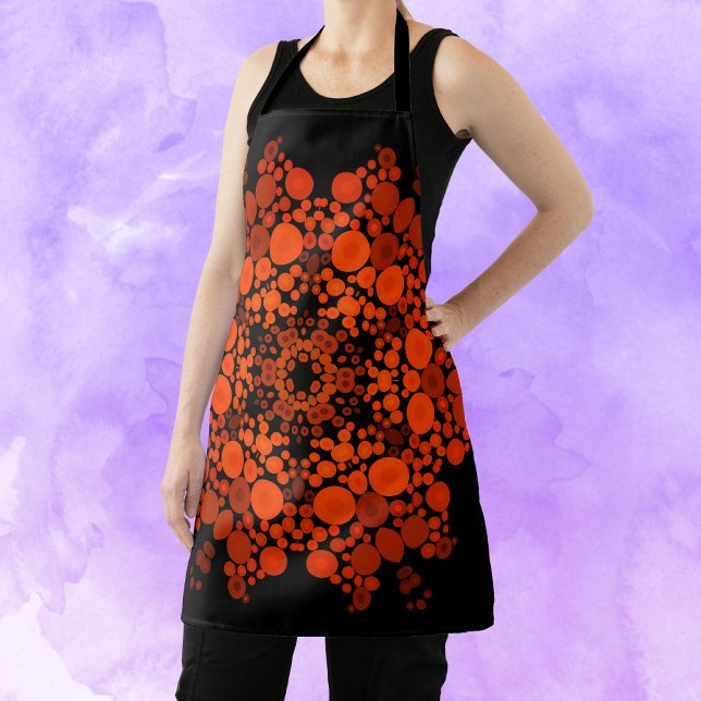Tablier Dot Mandala Fleur Orange et Noir (Créateur téléchargé)