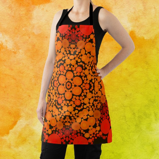 Tablier Dot Mandala Fleur Orange et Noir (Créateur téléchargé)
