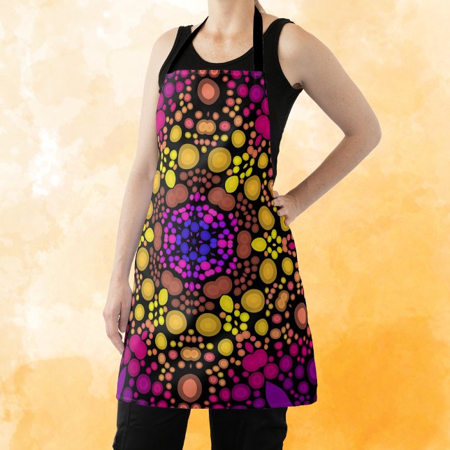 Tablier Dot Mandala Flower violet et jaune (Créateur téléchargé)